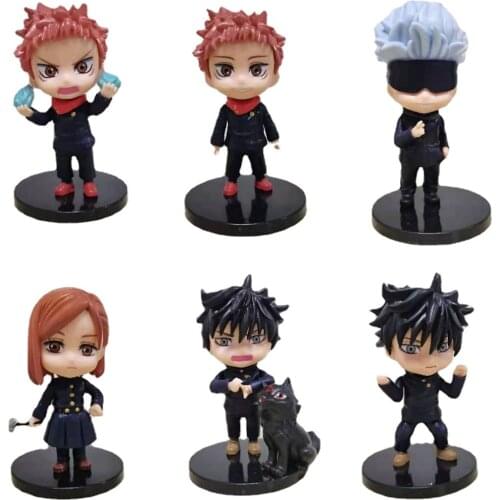 6Pcs 10cm Anime Jujutsu Kaisen Gojo Satoru Kugisaki Action Figure PVC Modle Fushiguro Megumi Kawaii Figurine Toys For Boys Gift