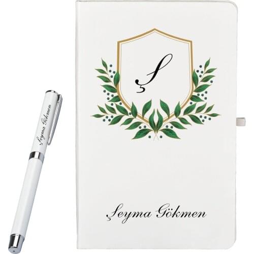 Personalized Custom Crafted Gift White Ledger and White Roller Pen Set Gift Sets Accessories Hot Sale Free Shipping
