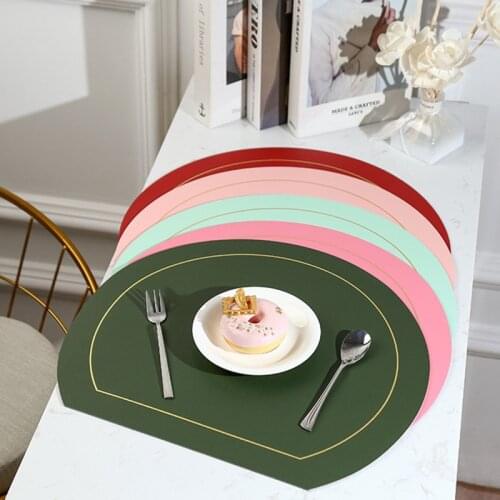 PU Leather Double Side Oil Water Resistant Non-slip Kitchen Placemat Coaster Insulation Pad Coffee Table Mat Home Decor 51026