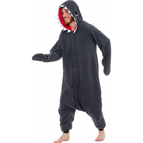 Kigurumi Adult Pyjama Cosplay Costume Gray Shark Onesie Sleepwear Homewear Unisex Pajamas For Women Man pijama masculino