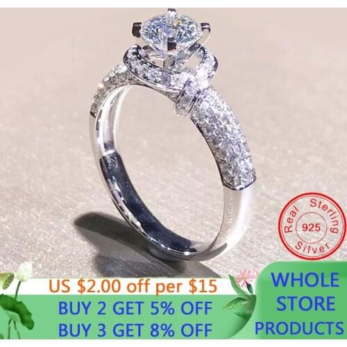 LMNZB 925 Sterling Silver Flower Ladies Ring With High Quality Clear Zircon Jewelry Bride Wedding Engagement Anniversary LR301