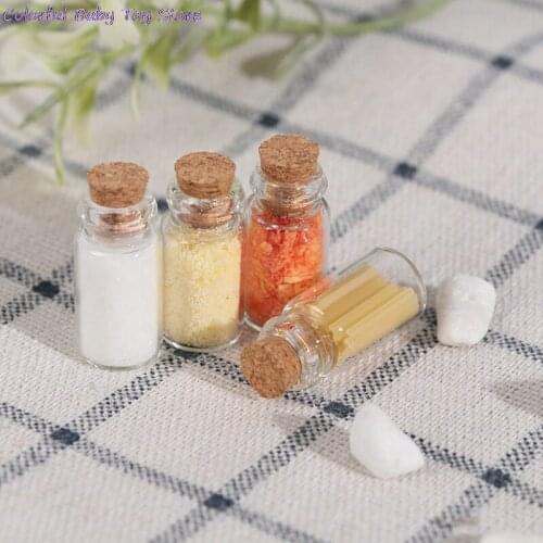 4Pcs Mini Seasoning Food Bottle DIY 1/12 Dollhouse Miniatures Kitchen Food