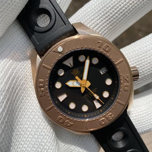 STEELDIVE Bronze 1971S Automatic Watch Men NH35 Sapphire· Crystal CuSn8 Bronze Diver Watch 200M C3 Luminous Mechanical Watch