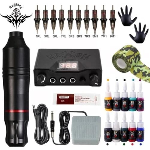Tattoo Machine Kits Tattoo Power Supply Rotary Pen With Cartridges Needles Permanent Makeup Machine For Tattoo Beginners Artist