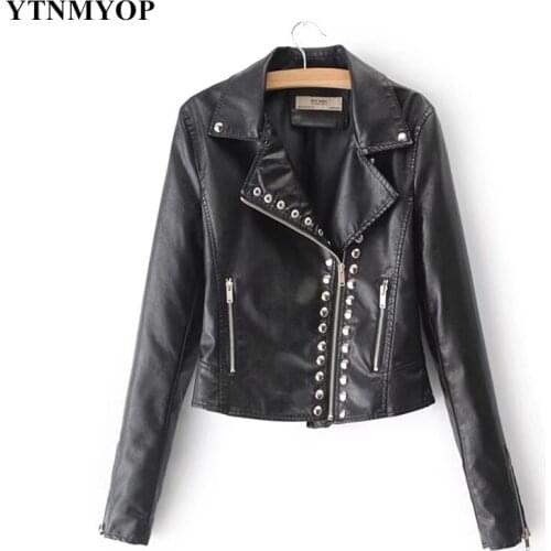 2020 New Slim Fashion Motorcycle Leather Jacket Women Short Biker Leather Coat Outerwear Have Pockets Female Suede YTNMYOP