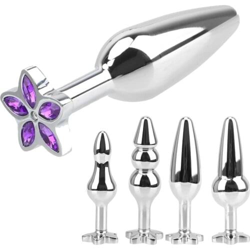 Five Leaves Clover Anal Plug Prostate Massager Sex Toys For Women Man Gay Jewelry Metal Butt Plug Anal Beads Anus Dilator