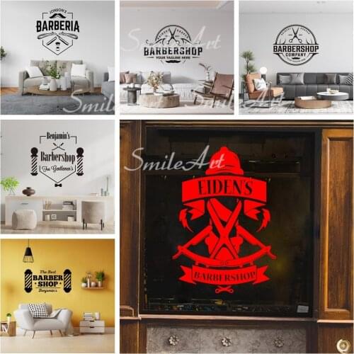 Diy Custom Name Barbershop Home Decoration Accessories For Kids Rooms Home Decor Decal Creative Stickers