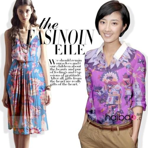 LEO&LIN New Blue Rose Red 100% Silk Chiffon Fabric Cloth Chiffon Vintage Indian Totem 50cm