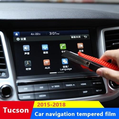 Car Styling GPS Navigation Screen Steel Protective Film For Hyundai Tucson 2015 2016 2017 2018 Control of LCD Screen Car Sticker