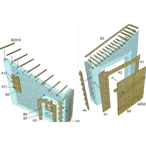 DIY Building Puzzles Model Wood Ruins House 1:35 Sand Table War Scene Layout