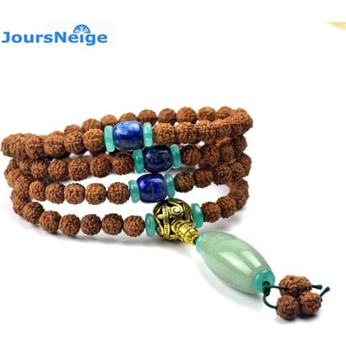 JoursNeige Tibetan Small KingKong Bodhi Bracelets 108 Rosary Beads With Stone Hand String Bodhi Seeds Buddha Prayer Japa mala