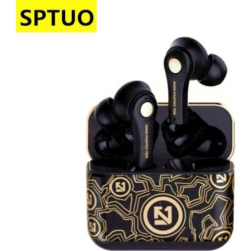 TS-100 TWS Earphones Bluetooth 5.0 True Wireless Earbuds+Graffiti Charging Case CVC8.0 Noise reduction No delay Gaming headsets