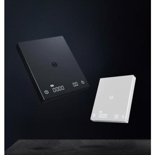 Rechargeable Coffee Scale with Timer 2kg/0.1g High Precision Pour Over Drip Espresso Scale, Backlit LCD Display, White, Black