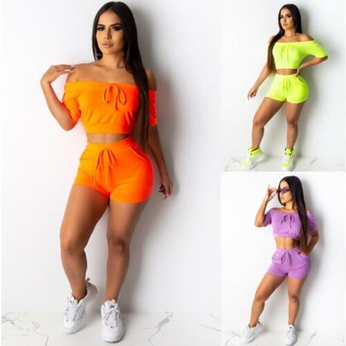 UK Women 2 Piece Set Playsuit Sports Romper Crop Top and Shorts Bodycon Outfits Sets Jumpsuit