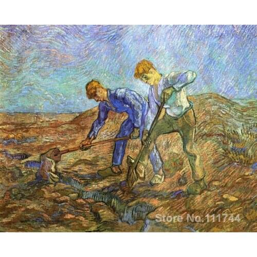 Two Peasants Diging after Millet Vincent Van Gogh famous paintings oil canvas reproduction High quality Hand painted