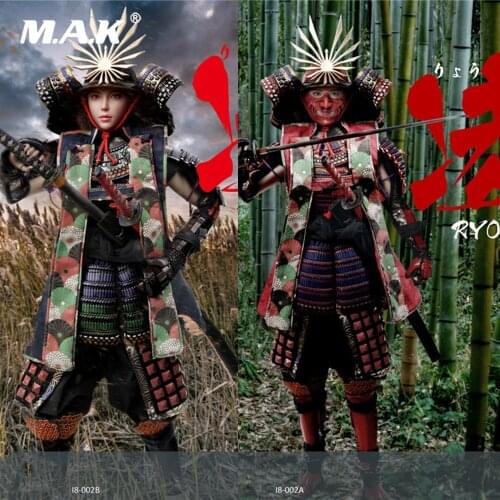 1/6 Collectible Japanese Samurai I8-002 Ryou Female Warrior 2.0 Action Figure Red/Black Armor Version Model for Fans Gifts