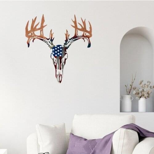1 Pc Metal Wall Art Decor Elk Deer Head Sculpture Hanging for Living Room Bedroom Bathroom Indoor Outdoor Garden Decoration