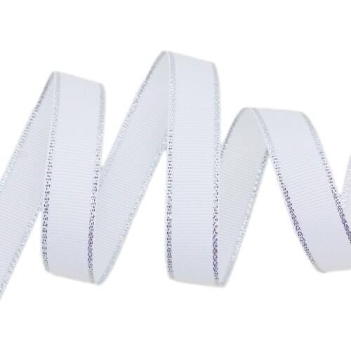 10 Yards/lot) Silver Edged Grosgrain Ribbon Wholesale Gift Wrapping Handmade DIY Christmas Ribbons