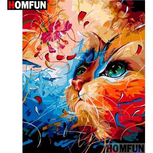 HOMFUN Full Square/Round Drill 5D DIY Diamond Painting "Cartoon colored cat" Embroidery Cross Stitch 3D Home Decor Gift A10335