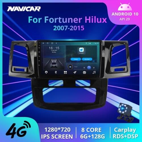 2Din Android 10 Car Radio Player For Toyota Fortuner Hilux 2007 2008 2012 2014 2015 Multimedia Video Touch-Screen Bluetooth DVD