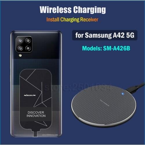 Qi Wireless Charging for Samsung Galaxy A42 5G 6.6'' SM-A426B Wireless Charger Pad+USB Type C Adapter Qi Receiver Gift TPU Case