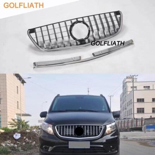 For Vito V Class GT Grill Grille Vertical Style For Mercedes Benz W447 MPV Auto Front Mesh 2015-2018 V250 V260 Car styling
