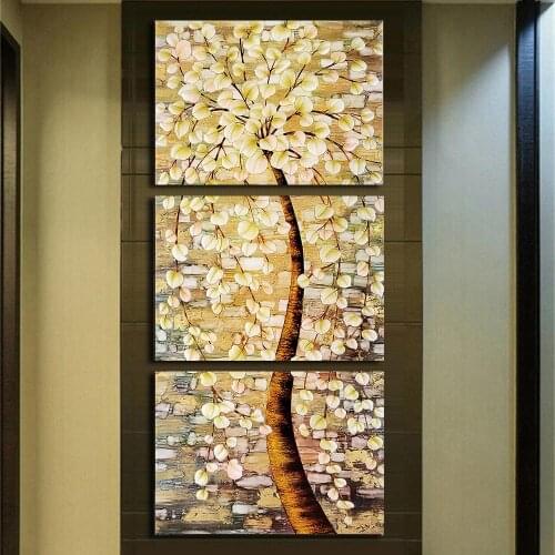 Fortune Tree Lucky 3 Pieces Canvas Painting Wall Abstract Posters and Prints Wall Art Picture for Living Room Home Decoration