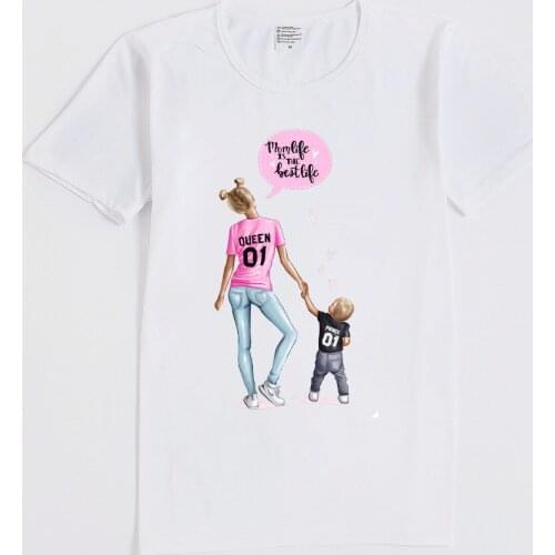 Mom And Son Printing Tshirt Summer Tops Fashion Harajuku Parent-child Clothing Lovely Short Sleeve O-Neck Casual Women Tshirt