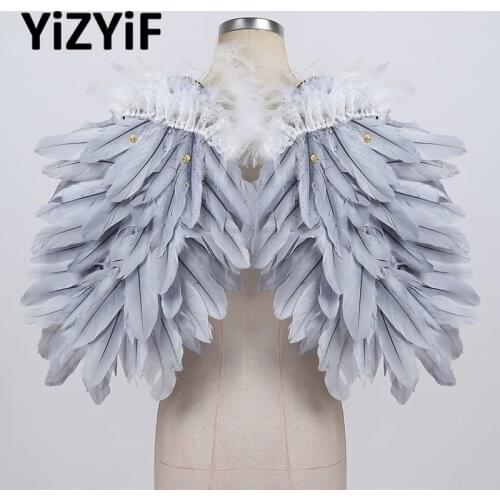 Gothic Halloween Feather Wings Angel Wings with Lace Dance Party Cosplay Costume Stage Show Masquerade Carnival Fancy Dress