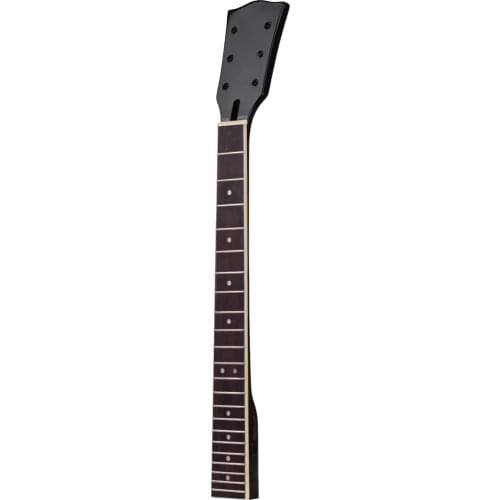 Universal Unfinished Electric Guitar Neck Maple Wood 22 Frets Fingerboard with Black Birds Inlay Replacement for LP