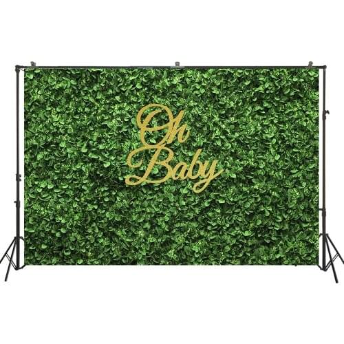 How We Wonder What You Are Baby Shower Party Banner Oh Baby Backdrop Green And Gold Photography Backdrop Gorgeous Portrait Scene