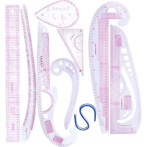 KAOBUY 9PCS/SET Curve Cutting Rulers Cutting Ruler DIY Clothing Sample Grading Sewing Tailor Plastic Patchwork Tailoring Tools