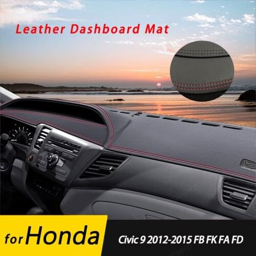 For Honda Civic 9 2012-2015 FB FK FA FD Leather Anti-Slip Mat Dashboard Cover Pad Sunshade Dashmat Protect Carpet Accessories