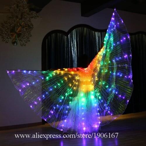 Colorful LED Luminous Light Up Butterfly Wings Illuminated Led Lighting Belly Dance Halloween Cloak Party Event Stage Led Props