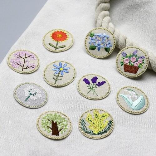 Round Gentle Flower Patches Iron On Tree Blossom Appliques Sewing Stiicker for Clothes Jeans Hats Shoe Badges New Arrival