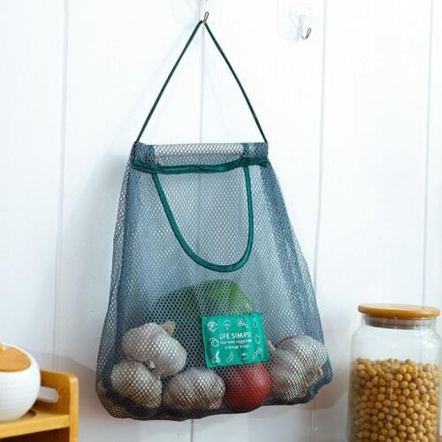 Kitchen Vegetable Mesh Storage Bags Onion Potato Storage Hanging Bags Hollow Breathable Kitchen Garlic Ginger Mesh Bag