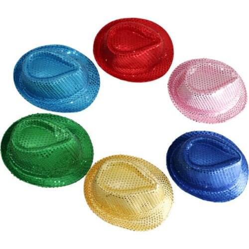 Fashion Adult/Child Unisex Brilliant Glitter Sequins Hat Dance Show Party Jazz Hat Cap Show Stage props Beading Caps Jazz Hat