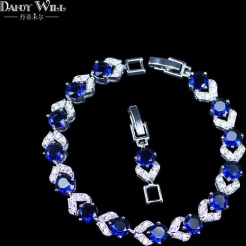 Fashion Created Gemstone Jewelry Round Cut Blue/Red/Pink/Rose Red Crystal Bracelets & Bangles Gift For Women