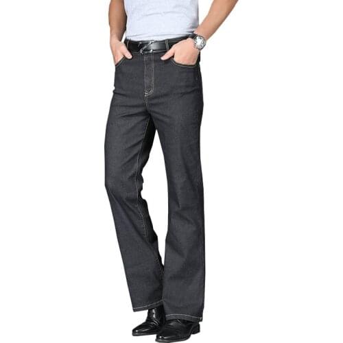 2021 High Waist Mens Flared Jeans Black Boot cut Jeans Men Leg Loose Classic Denim Pants Flare Vintage Jeans Male Straight Pants