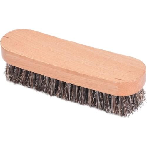 Soft Horse Hair Bristles Wood Handle Brush for Boots, Shoes & Other Leather Care Cleaning Washing
