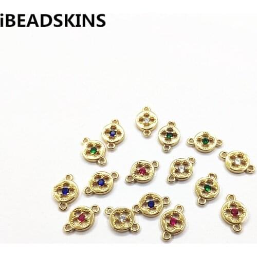 New arrival! 12x8mm 100pcs Cubic Zirconia Round charm/Connectors for Necklace,Earrings parts, Accessories,hand Made Jewelry DIY