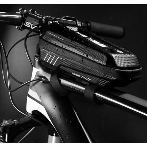 Front Top Tube Bicycle Bag,Waterproof Mountain Bike Cycling Riding Beam Bag,Black MTB Mobile Phone Bag,Bike Equipment Bag