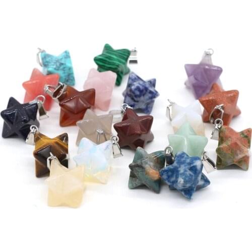 1Pcs Natural Stone Pendants Reiki Heal Amethysts Merkaba Energy Crystal Pendant for Trendy Jewelry Making DIY Necklace Earrings