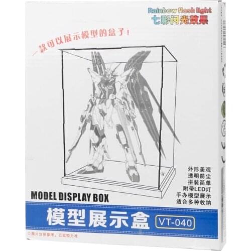 Clear Acrylic Display Box With Colorful Light Dustproof Action Figure Showcase