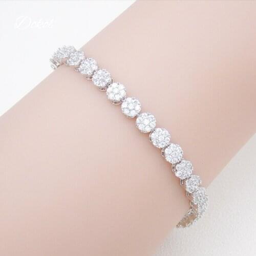 DOKOL Clear Cute Flower Bracelet Round Cut CZ Stone Bridal Bracelets & Bangles Gorgeous Silver Color Women Jewelry DKB0037
