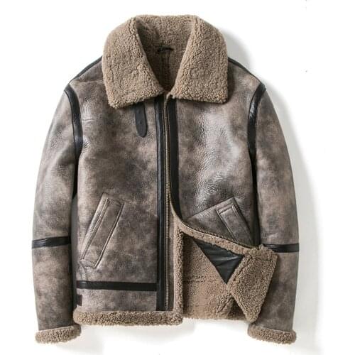 LUHAYESA New Hooded Thick Genuine Leather Fur Shearling Men Black Brown Warm Winter Real Fur Coats