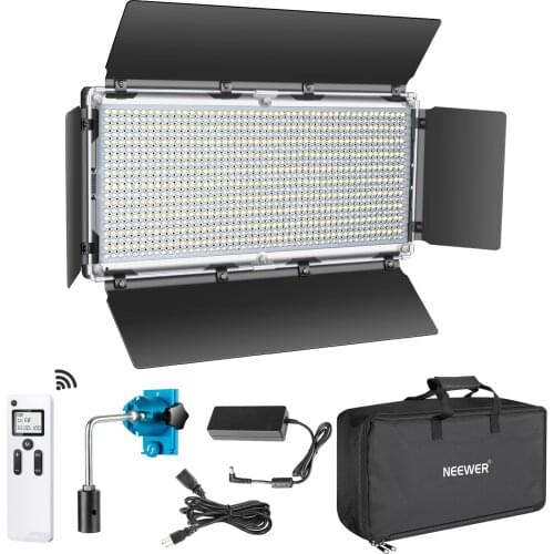 Neewer Advanced 2.4G 960 LED Video Light with Barndoor, Dimmable Bi-Color LED Panel with LCD Screen and 2.4G Wireless Remote