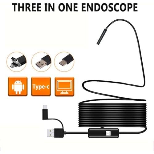 Waterproof Endoscope Borescope For Car Inspection & Electronics 3-in-1 Type-c Usb Industrial Pipeline Endoscope 8mm Endoscope