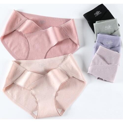 Japanese New Jacquard Cotton Pregnant Panties Women Pregnancy V Cross Waist Briefs Silk Antibacterial Underwear wt127