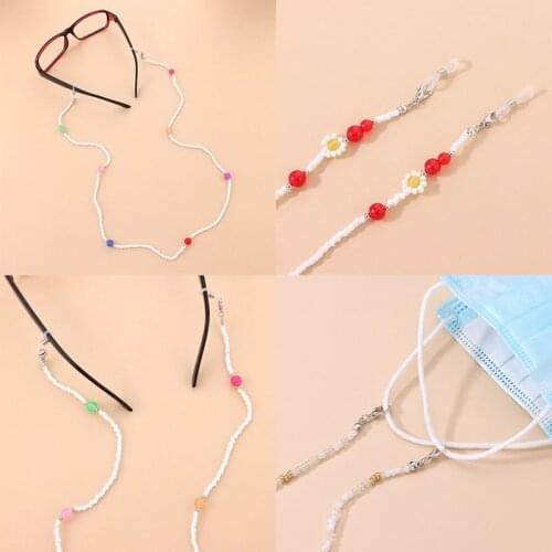 Rice Bead Glasses Lanyard Mask Chain Color Glasses Chain Rope Simplicity Transparent Fashion Color Transparent Rice Bead Chain